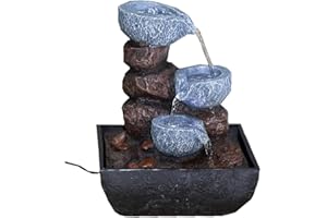 ‎DAPO Zimmerbrunnen Tischbrunnen mit LED Beleuchtung Springbrunnen Raumbefeuchter Brunnen Geschenk (20x18x26cm Kaskaden)