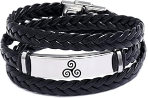 FOREVERWILL Stilvolles Geflochtenes Leder Armband, Ankh/Auge des Horus/Böser Blick/Dreifachmond/WWJD/Kreuz/Wikinger Amulett Symbol Armreif, ReligiöserHeidnischer Talisman Symbolischer Schmuck für Männer Frauen