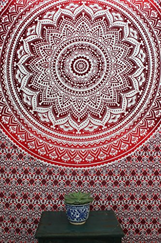 Red Ombre Hippie Indian Mandala Tapestry, Queen Mandala Home Decoration, Magical Thinking Hanging Wall Hanging - 2