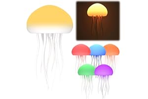LYEAA Lampe de chevet déformable pour chambre à coucher, commande vocale, charge de type C, veilleuse en forme de méduse, dégradé RVB, tentacules flexibles pour chambre d'enfant, décoration
