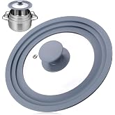 IYEREER Universal Glass Lid 3in1 6.3/7.1/20 cm with Silicone Edge | Heat Resistant Knob, Compatible with Kitchen Pots and Pan