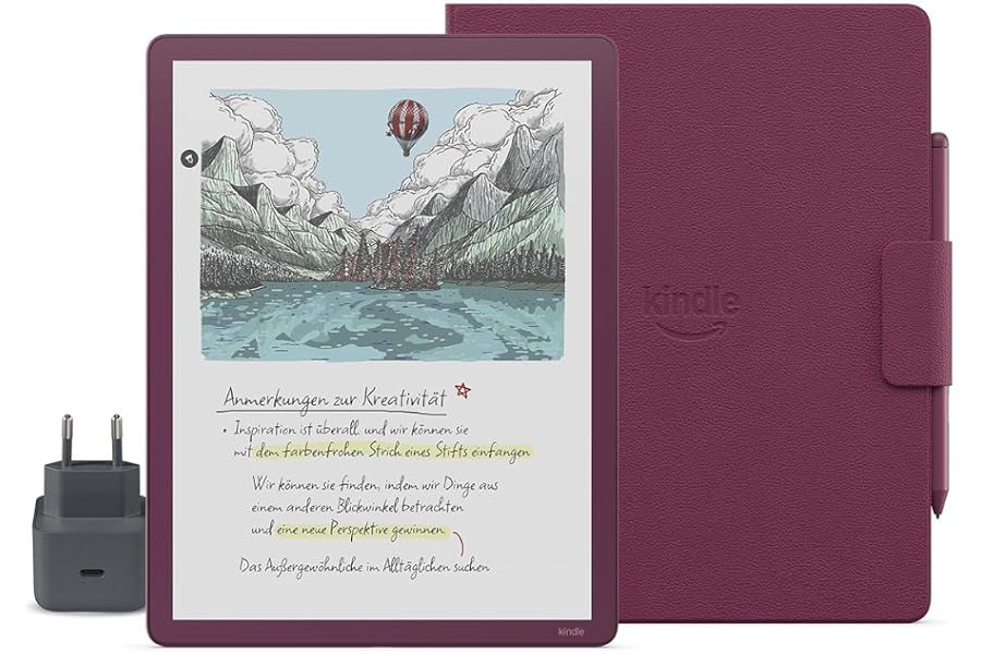 Amazon Kindle Scribe Colorsoft 64 GB (Feige) + Premium-Eingabestifts + Klapphülle im Notebookstil - 