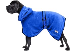 Bella & Balu Peignoir pour Chien en Microfibre – Peignoir pour Chien Absorbant pour séchage après baignade, Bain ou Sortie sous la Pluie (M | Bleu) , culotte chiennes chaleurs