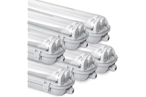 ‎DAROMIGO Daromigo LED Feuchtraumleuchte Wannenleuchte 150cm, 2 x 24w 4800LM Kaltweiß 6500K Doppelt T8 LED Röhre, IP65 Wasserfest Feuchtraumlampe Werkstattlampe für Garage, Keller, Büro (6 Stück)