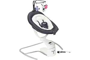 Babymoov Balancelle éléctrique bébé Swoon Motion Zinc - Assise rotative 360° - 5 vitesses de balancement - Réducteur nouveau-né & Arche de jeux inclus - 8 Berçeuses