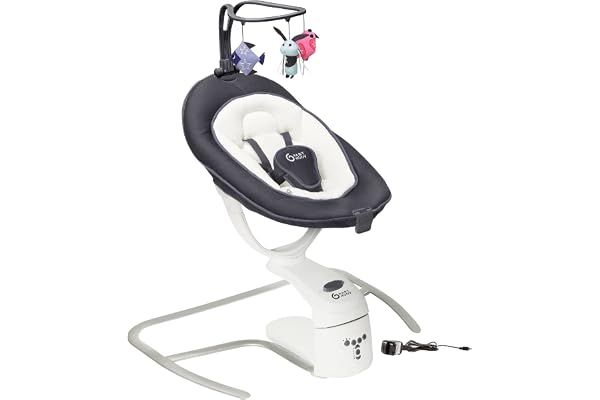 Babymoov Balancelle éléctrique bébé Swoon Motion Zinc - Assise rotative 360° - 5 vitesses de balancement - Réducteur nouveau-né & Arche de jeux inclus - 8 Berçeuses