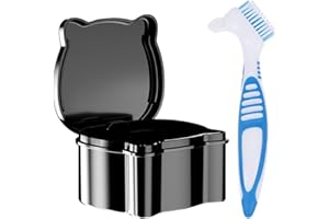 Guador Denture Box Denture Bath Case Retainer Case Denture Cleaning Case Denture Cleaning Brush Dentures Container with Basket Denture Soaking Container Retainer Cleaning Portable Denture Cleaner