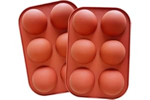 REAKOO Stampi in Silicone per Cioccolatini, 2 Pezzi Stampo Silicone a Semisfera da 6 Cavità, per Realizzare Bombe al Cioccolato, Torte, Gelatina, Budino, Mousse a Cupola, Dolci