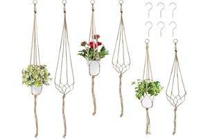 Swpeet Lot de 6 Pots de Fleurs en macramé de 3 Tailles pour Plantes Grasses, Cactus, Herbes aromatiques