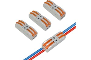 Aiqeer 16 Pièces SPL-2 Levier-Écrou Fil Connecteurs, 2 in 2 out 4 Ports Conducteur Compact Fils Connecteurs, Compact Connecteur Ressort Bornier