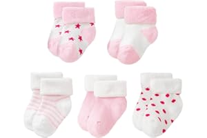 KSBBHDS 5 Paar Babysocken, Neugeborenensocken Für 0–6 Monate, Mittlere Waden-Babysocken, Verdickte Thermosocken, Deodorant Und Antibakterielle Kindersocken, Warme Socken Für Baby-Mädchen (Rosa)