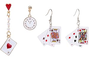 XHBTS 2 Paar Asymmetrie Lustige Ohrringe für Frauen Poker Shaped Ohrstecker Schöne Ohrschmuck Festival Party Dekoration