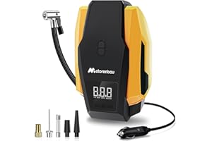 Motorenbau Gonfleur Pneus Voiture, Compresseur à Air Portatif 12V 150PSI, Gonfleur Pneu Voiture, LCD Affichage en Temps Réel, Pression Préréglée, Arrêt Automatique pour Voitures,Motos,Vélos et Balles