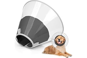 Supet Dog Cone Collar to Stop Licking with Soft Pad, Clear Elizabeth Recovery Collar after Surgery, Neutering, Injury, Pet Head Cone Alternative for Large, Medium, Small Dogs (Black,L)