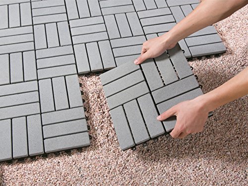 BodenMax® Sandstein Naturstein Click Bodenfliesen Set 30 x 30 cm Terrassenfliesen sand stone Terrassenplatte Stein Fliese anthrazit Klickfliesen grau (8 Stück) - 6