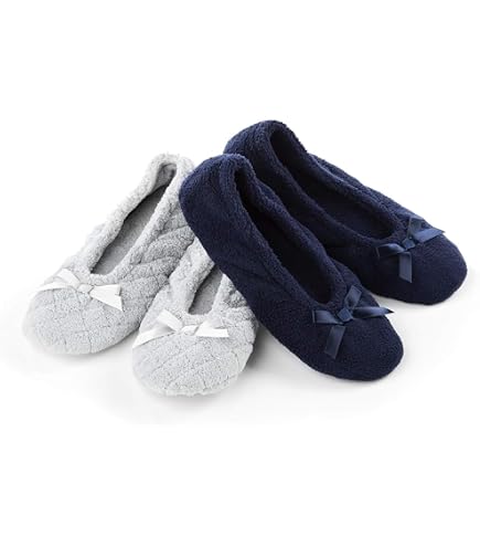 Isotoner Pantofole Ballerina Donna In Microvelluto - Extra Light, Suola Antiscivolo - Marina, Taglia 37/38 - 2