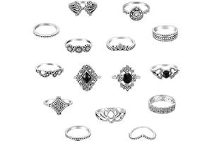 RAMTRIO 15 Stück Vintage Punk Ringe Set für Männer Frauen, Stapelbare Boho Chunky Emo Fingerrings, KnöChel Midi Ringe Set Trendy Stapel Ringe Y2K Set