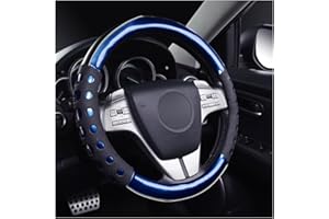 JNNJ Steering Wheel Cover Car, Steering Wheel Cover Laser Brushed Leather, Universal 38cm Microfiber Leather Steering Wheel Cover, Vehicle Protective Interior Accessories for Women Men(Blue)