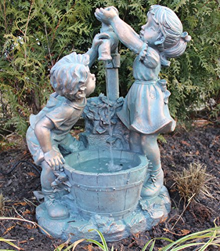 Springbrunnen Junge Mädchen mit LED-Beleuchtung Gartenbrunnen Zierbrunnen Wasserspiel - 4