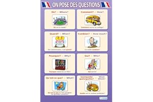 On Pose des Questions | Language Learning Posters | Gloss Paper measuring 850mm x 594mm (A1) | Second Language Charts for the Classroom | Education Charts by Daydream Education