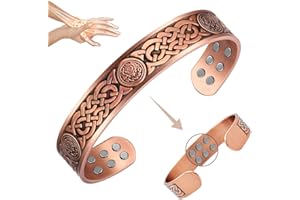 Vicmag Copper Bracelet for Men 99.9% Pure Copper Magnetic Bracelet for Men with 18pcs Powerful Magnets(Each 3500 Gauss), Brazaletes Jewelry with Present Box and Adjustment Tool