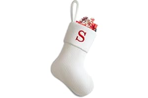 Sleeleece Weihnachtsstrumpf Personalisiert Nikolausstrumpf 22 cm,Christmas Stockings,Nikolausstiefel zum Befüllen Weihnachtsstrumpf Geschenkbeutel Weihnachtsbaum Anhänger Weihnachtsdeko Weiß & Weiß S