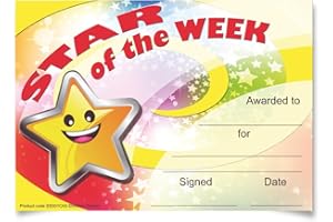 STICKER STOCKER 30 Star of the Week award certificates for school teachers, A5 silk finish card
