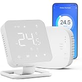 Wi-Fi Thermostat with Battery, Suitable for Gas Boilers and Valves, Daily Programmable Thermostat Compatible with Alexa and G