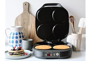 Flama Macchina per pancakes, crepes o pancakes 4906FL, 2000 W, 4 cavità, superficie antiaderente, pannello di controllo digitale, conservazione verticale, sistema di blocco e indicatori luminosi