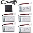 sea jump 5PCS 3.7V 400mAh Lithium Battery + 5in1 Charger for H99W JJRC H31 H6C H98 TR-C385 TR-P51 TR-F22 Quadcopter Spare Parts Aircraft Model Drone Battery AT-96