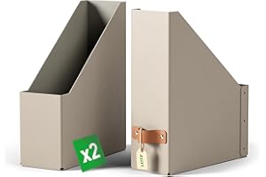 Leitz Puro – Lot de 2 porte-revues A4 durables, compatibles avec étagères et cubes de rangement, capacité 900 feuilles (80 g/m²), organiseur de bureau pour maison et bureau 10 x 25 x 30 cm, Beige