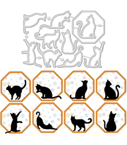 6 Pcs Black Cat Die Cuts For Card Making - Corner Peeking Scrapbooking Dies