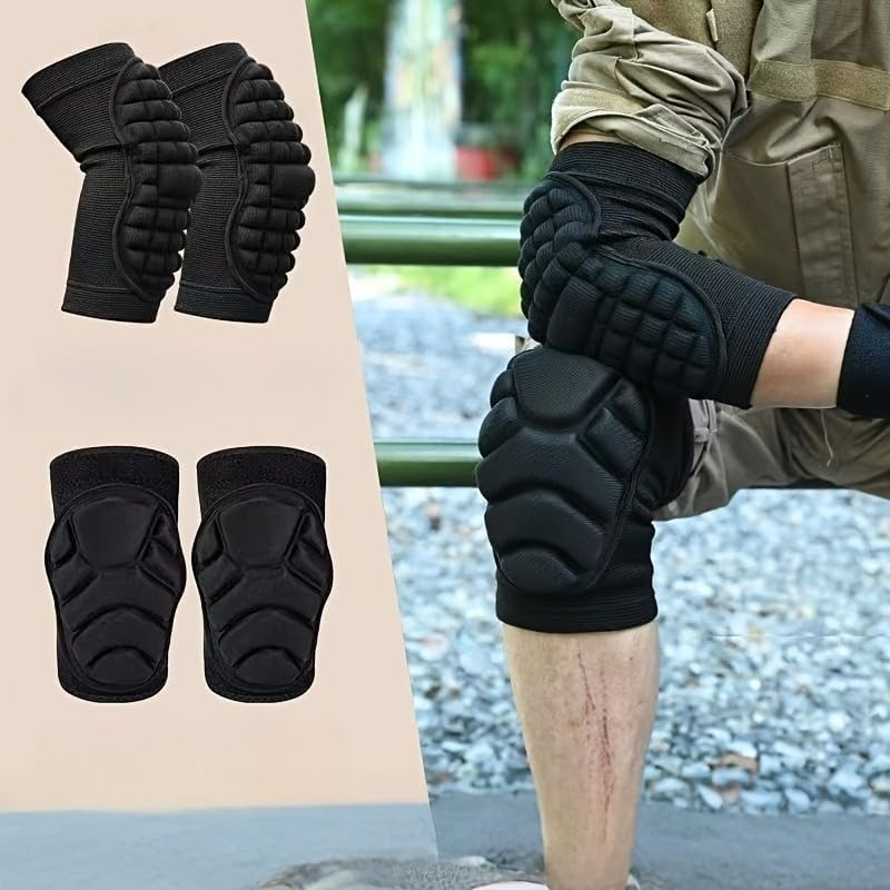 Juego de 4 piezas de equipo universal de rodilla y codo para hombre y mujer, almohadillas acolchadas ajustables, hechas de tela que absorbe la humedad (M)