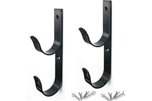 MENG ZHI AO Lot de 2 crochets larges en aluminium noir avec vis - Crochets parfaits pour piscine, bâtons télescopiques, écumoires, filets, tuyaux d'aspiration, etc