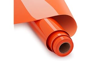 UIOK Vinile Termoadesivo per Tessuti, 30.5 x 365.7cm Vinile Termoadesivo Arancione Neo Termovinile per Tessuti, HTV Vinile Termico per T-shirt, Altri Tessuti (Arancione Neon)