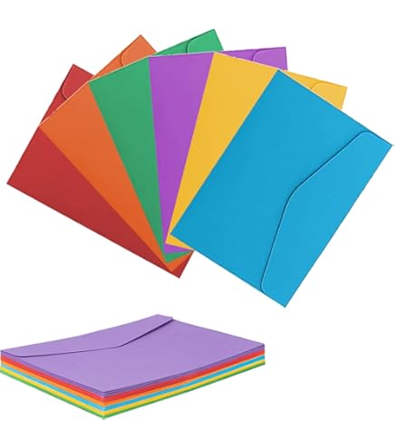 Enveloppen, mini-enveloppen, 120 stuks, meerkleurig, schattige kleine enveloppen met 6 vellen sterstickers voor bruiloft, verjaardag, feest, cadeau, aanbieding van 11,5 x 8,9 cm