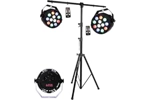 IBIZA LIGHT - JEU DE LUMIERE 2 PAR MINI RGBW IBIZA + 1 PORTIQUE POUR JEUX DE LUMIERE TRES ROBUSTE PA DJ LED SONO