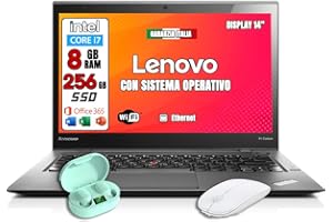 Lenovo Pc Portatile In Offerta X1 Carbon SUPER SLIM • Processore Intel Core i7 • Display 14" • Ram 8Gb • SSD 256Gb Sistema WIN 10 PRO + OFFICE 365 CON MOUSE + CUFFIE (Ricondizionato)
