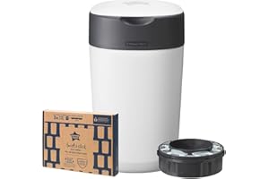 Tommee Tippee Poubelle à couches Twist & Click, GREENFILM antibactérien de source durable, emballage compact et écologique, Poubelle + 6 éco-recharges