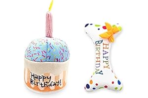 RunFar shop Miękki pluszowy, piszczący zestaw zabawek dla psa, trwałe interaktywne zabawki do żucia i przytulanki, zabawki na prezent dla szczeniaka, małego i średniego psa (ciasto i kość)