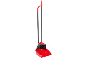 Vileda Long-Handle Dustpan – Convenient Dusting Accessory, Back Pain-Free, Convenient Length, Efficient Dirt Collection,Space-Saving Design (24.5 x 25 x 97 Cm )