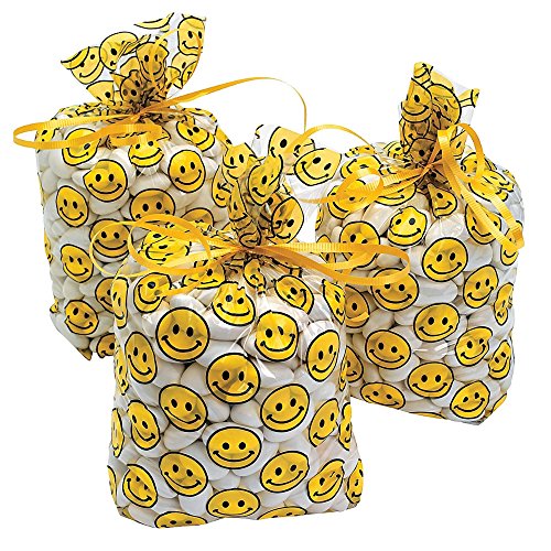 12 x Smiley Zellophan Geschenktüten Tüten Beutel Mitgebsel Geburtstag Kindergeburtstag Zellophanbeutel