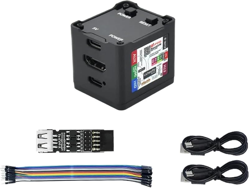 youyeetoo Sipeed NanoKVM Mini Remote Control Operations Maintenance Server, 1TOPS NPU 1GHz C906 RISC-V Linux Single Board Computer, with 100 m Network Connection (Full Package Black)