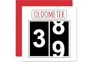 STUFF4 Zabawne kartki urodzinowe na 39. urodziny dla mężczyzn i kobiet - Oldometer - kartka z życzeniami dla taty mamy syna córki brata siostry wujka cioci kuzyna, 145 mm x 145 mm kartki z życzeniami, kartka