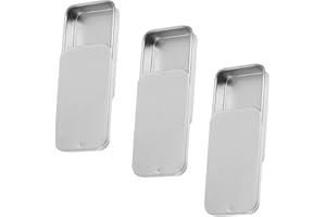 JIYIN Mini caja de metal, 3 recipientes deslizantes superiores, latas rectangulares con bisagras para joyas, manualidades, caramelos, soporte para tarjetas de regalo, organizador de caja de metal