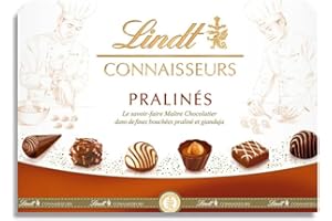Lindt - Boîte CONNAISSEURS Pralinés - Assortiments de Chocolats au Lait et Noirs - Idéal pour Noël, 180g