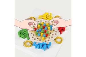 ENIKMOSD Triggle Spiel Holz,Triggle Board Game,Steckbrettspiel Brettspiel für 2-4 Spieler Kinder Erwachsene,Triggle Spiel Schach,Spiel Gummibändern Dreieck,Triggle-Gummiband-Spiel,Ketten Dreieck Spiel