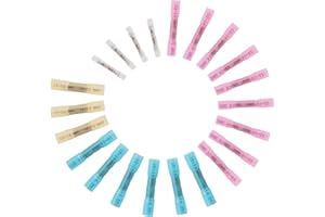 JOYELEC 44 Pièces 4 Tailles 26-10AWG(0.2mm²-6.0mm²）Connecteur Bout à Bout de Fil Thermorétractable Electrique étanches，Cosses kit bornes à à Sertir Thermorétractables (En sacs)