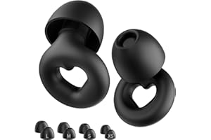 NEUTYPECHIC Silikonowe zatyczki do uszu do spania, zatyczki do uszu wielokrotnego użytku do spania, koncentracji, podróży, z 8 gumkami w rozmiarach XS/M/L (kształt serca-czarny, średni)