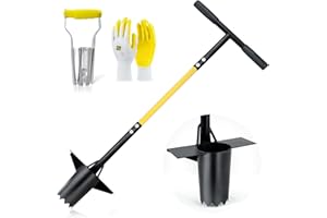 Jardineer Bulb Planter Tool Set 3PCS, Long Handle Bulb Planting Tool and Small Bulb Transplanter with Soft Grip for Digging Holes to Plant Tulips, Iris, Daffodils